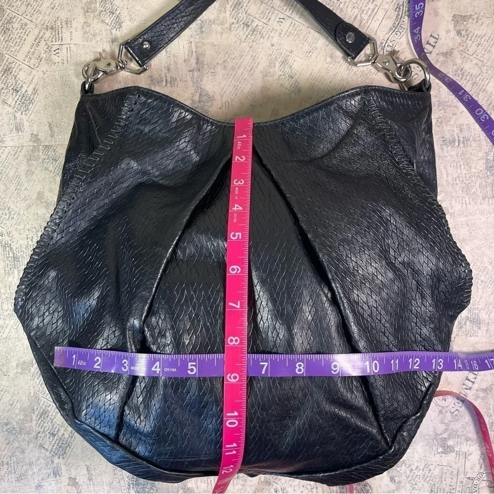 Treesje Black Leather Shoulder Bag Soft Leather Silver Hardware Designer Purse